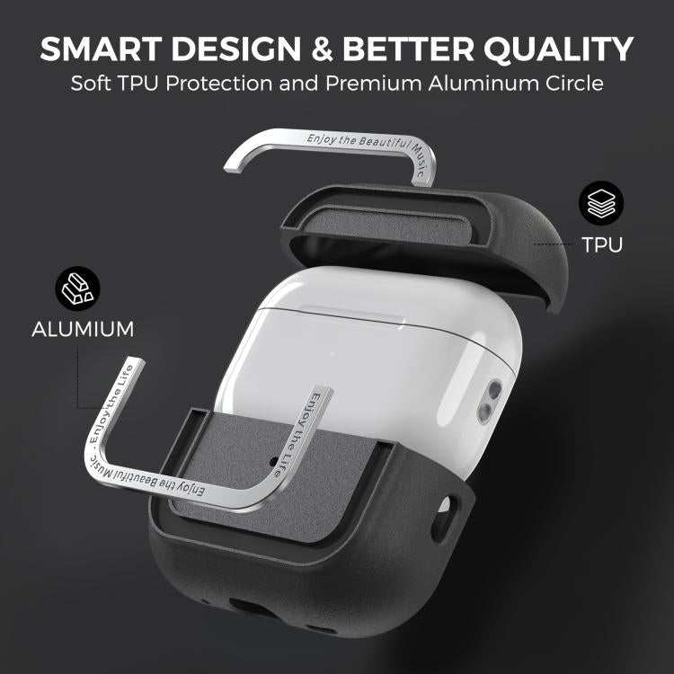 For AirPods Pro 2 AhaStyle JY09 Dual Lanyard Case TPU+Aluminum Personalized Case(Black) - free shipping - PMC Jewellery - Order now!