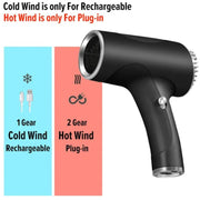 Rechargeable Wireless Hair Dryer Negative Ion Hot and Cold Wind Versatile Hairdressing Tools EU Plug(Black)