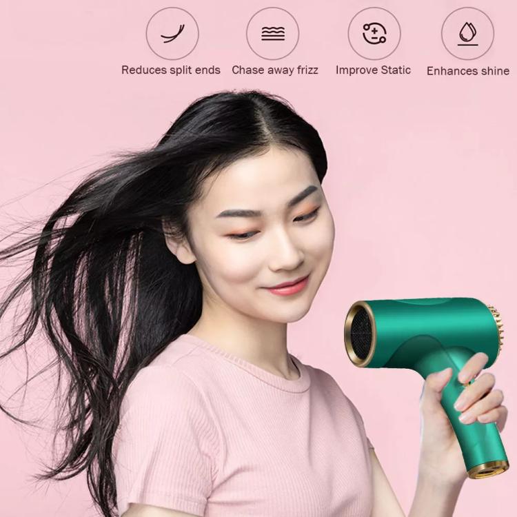 Rechargeable Wireless Hair Dryer Negative Ion Hot and Cold Wind Versatile Hairdressing Tools EU Plug(Black)