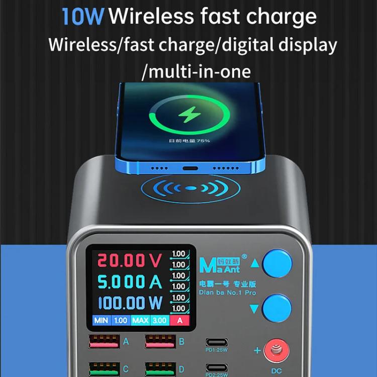 MaAnt DianBa No.1 Pro Multi-port Charger 9-ports With Digital Display Power Wireless Charger EU Plug - free shipping - PMC TechLife - Order now!