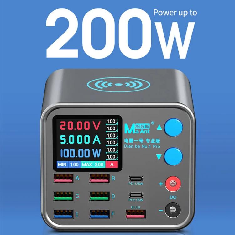 MaAnt DianBa No.1 Pro Multi-port Charger 9-ports With Digital Display Power Wireless Charger EU Plug - free shipping - PMC TechLife - Order now!