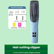 Hair-absorbing Hair Clipper Rechargeable Low Noise Hair Trimmer for Babies, Adults and Pets(Green)