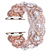 Petaled Metal Diamond Wristband Strap For Apple Watch Series 9 / 8 / 7 / 6 / SE / 5 / 4 / 3, Color: 1202 Rose Gold(42/44/45/49mm)