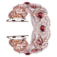 Petaled Metal Diamond Wristband Strap For Apple Watch Series 9 / 8 / 7 / 6 / SE / 5 / 4 / 3, Color: 1202 Rose Gold Red(38/40/41mm) - free shipping - PMC TechLife - Order now!