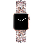 Petaled Metal Diamond Wristband Strap For Apple Watch Series 9 / 8 / 7 / 6 / SE / 5 / 4 / 3, Color: 1215 Rose Gold(42/44/45/49mm)