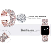 Petaled Metal Diamond Wristband Strap For Apple Watch Series 9 / 8 / 7 / 6 / SE / 5 / 4 / 3, Color: 1215 Silver(38/40/41mm)