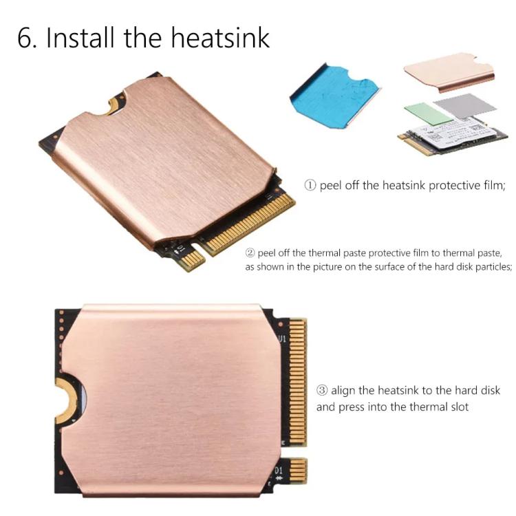 For Steam Deck Game Console SSD Copper Heat Sink M.2 2230 NVMe Radiator Pad, Spec: Set A