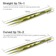 MaAnt Titanium Tweezers Antistatic Small Clip Bird Nest Hair Picking Pink Prick Clip Repair Tool(Straight)