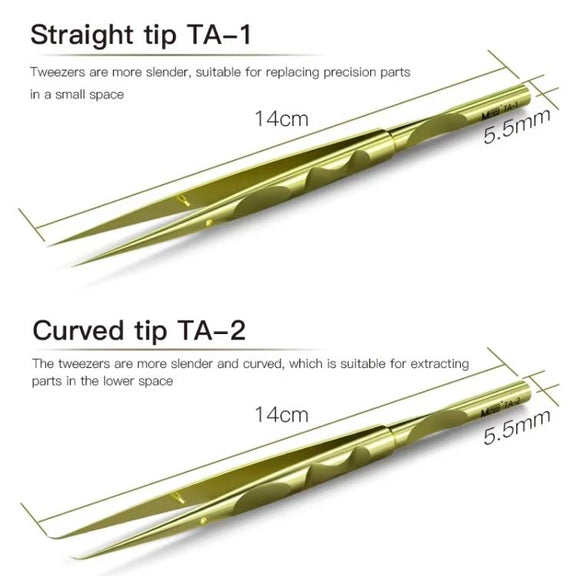 MaAnt Titanium Tweezers Antistatic Small Clip Bird Nest Hair Picking Pink Prick Clip Repair Tool(Straight)