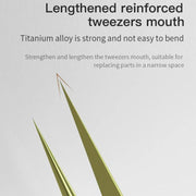 MaAnt Titanium Tweezers Antistatic Small Clip Bird Nest Hair Picking Pink Prick Clip Repair Tool(Straight)