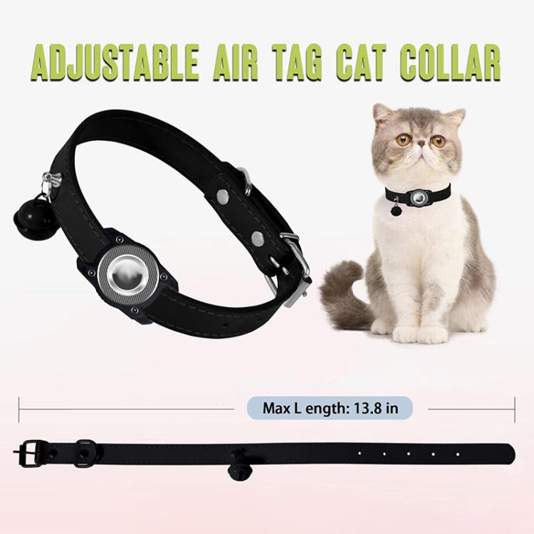 For AirTag Tracker Water-resistant Protection Case Pet Leather Collar Anti Lost Cat Locator Collar(Purple)