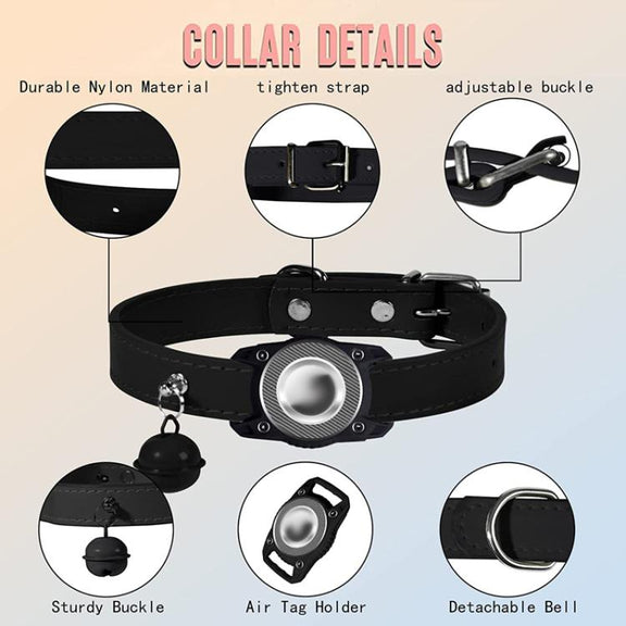 For AirTag Tracker Water-resistant Protection Case Pet Leather Collar Anti Lost Cat Locator Collar(Purple)