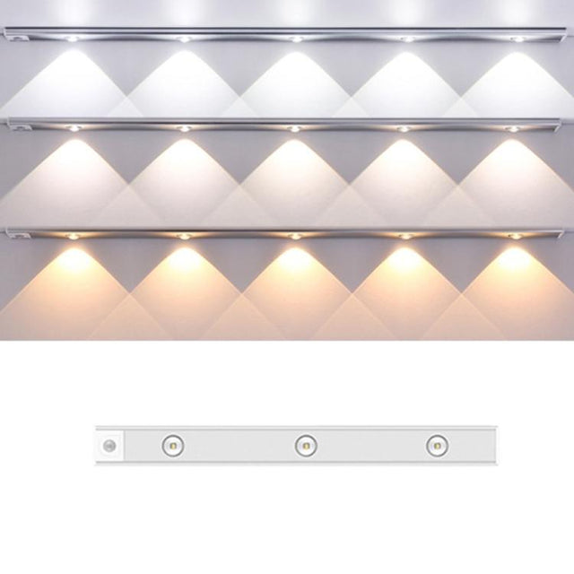 40cm Rechargeable Motion Sensor Light Bar Cabinet Wardrobe Lamp With Remote Control(Silver)
