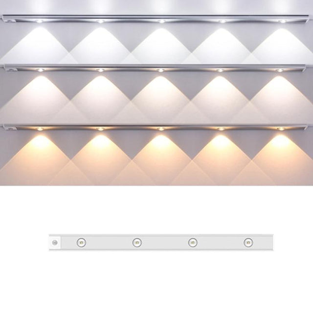 60cm Rechargeable Motion Sensor Light Bar Cabinet Wardrobe Lamp With Remote Control(Silver)