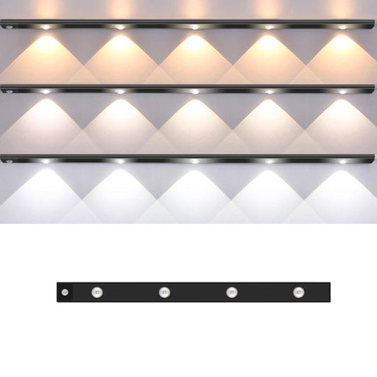 60cm Rechargeable Motion Sensor Light Bar Cabinet Wardrobe Lamp With Remote Control(Black) - Sensor LED Lights by PMC Jewellery | Online Shopping South Africa | PMC Jewellery | Buy Now Pay Later Mobicred