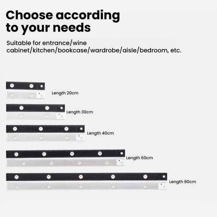 80cm Rechargeable Motion Sensor Light Bar Cabinet Wardrobe Lamp With Remote Control(Black) - Sensor LED Lights by PMc TechLife | Online Shopping South Africa | PMc TechLife | Buy Now Pay Later Mobicred