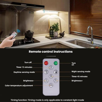 60cm Rechargeable Motion Sensor Light Bar Cabinet Wardrobe Lamp With Remote Control(Black) - Sensor LED Lights by PMC Jewellery | Online Shopping South Africa | PMC Jewellery | Buy Now Pay Later Mobicred