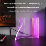 LED Light Guide Acrylic Ambient Desk Lamp Gaming Room Bedroom USB Pickups Rhythmic RGB Novelty Lamps(Music Rhythm Model)