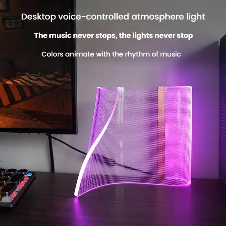 LED Light Guide Acrylic Ambient Desk Lamp Gaming Room Bedroom USB Pickups Rhythmic RGB Novelty Lamps(Music Rhythm Model)