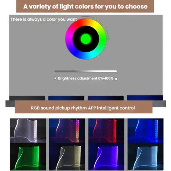 LED Light Guide Acrylic Ambient Desk Lamp Gaming Room Bedroom USB Pickups Rhythmic RGB Novelty Lamps(Music Rhythm Model)