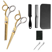 Stainless Steel Haircutting Scissors Set Hair Cutting Tools, Spec: 8-in-1 Half-gold