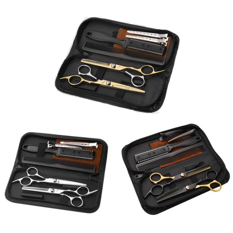 Stainless Steel Haircutting Scissors Set Hair Cutting Tools, Spec: 8-in-1 Half-gold - free shipping - PMC TechLife - Order now!