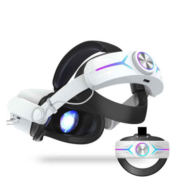 For Meta Quest 2 VR RGB Head Strap Adjustable Headband Built-in 8000 mAh Battery(White)