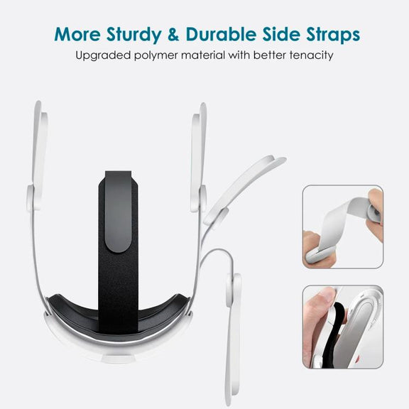 For Meta Quest 2 VR RGB Head Strap Adjustable Headband Built-in 8000 mAh Battery(White)