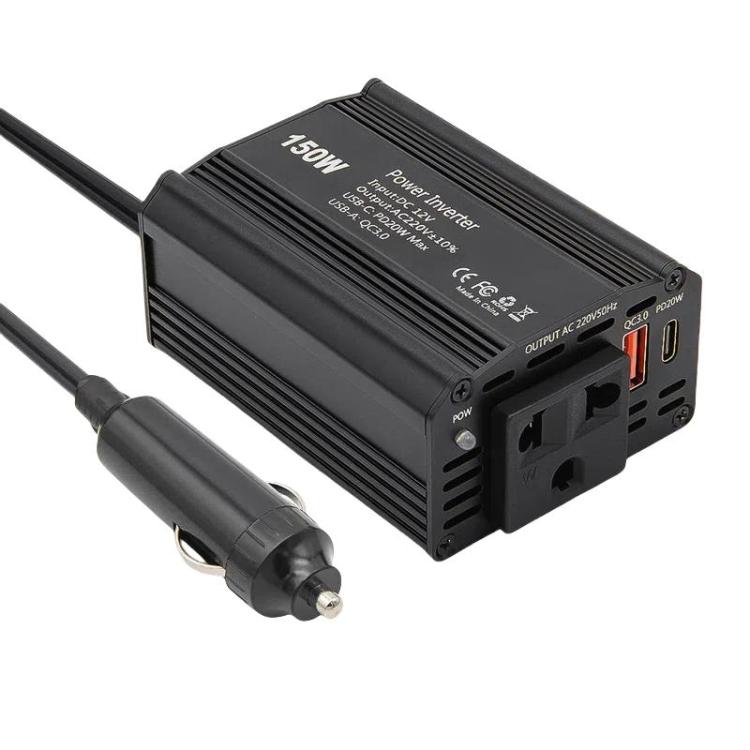 150W PD20W QC3.0 Fast Charging Car Inverter Car Cigarette Lighter Power Supply Adapter(EU Plug) - Modified Square Wave by PMC Jewellery | Online Shopping South Africa | PMC Jewellery | Buy Now Pay Later Mobicred