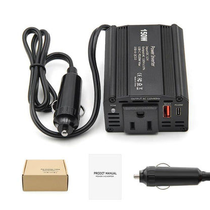 150W PD20W QC3.0 Fast Charging Car Inverter Car Cigarette Lighter Power Supply Adapter(EU Plug) - Modified Square Wave by PMC Jewellery | Online Shopping South Africa | PMC Jewellery | Buy Now Pay Later Mobicred