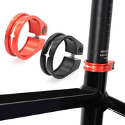 Mountain Road Bicycle Aluminum Locking Seatpost Clamps Seatpost Clamp Ring Fittings(34.9mm Red)