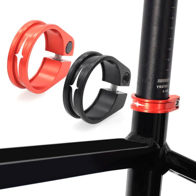 Mountain Road Bicycle Aluminum Locking Seatpost Clamps Seatpost Clamp Ring Fittings(34.9mm Red)