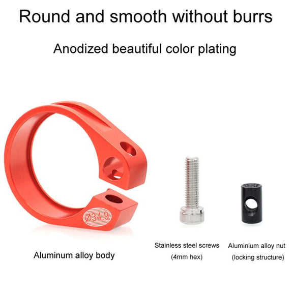 Mountain Road Bicycle Aluminum Locking Seatpost Clamps Seatpost Clamp Ring Fittings(34.9mm Red)