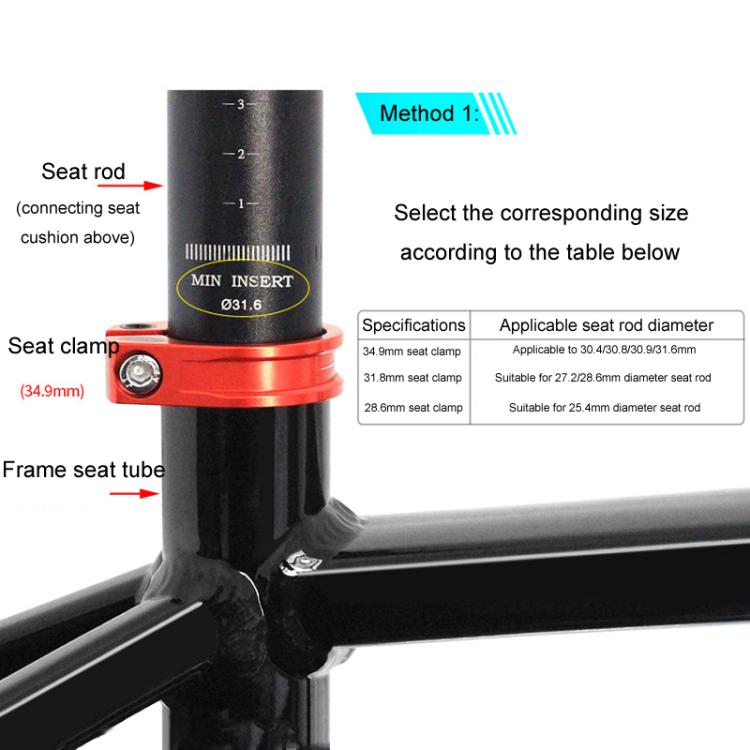 Mountain Road Bicycle Aluminum Locking Seatpost Clamps Seatpost Clamp Ring Fittings(34.9mm Red)