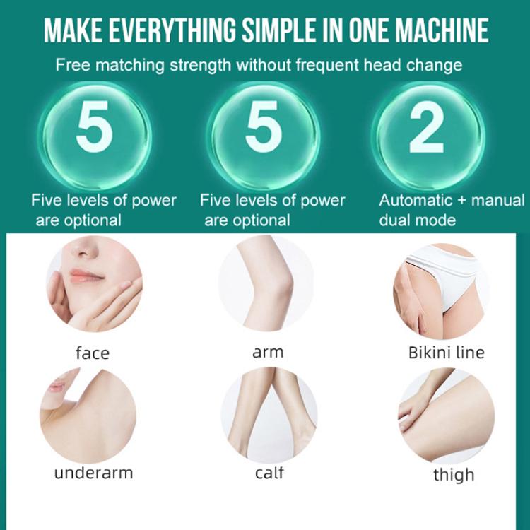 Sapphire Ice Sense Painless Laser Hair Remover Intense Pulse Ice Hair Removal Device, Style: Dark Green FY-507AG(AU Plug) - free shipping - PMC TechLife - Order now!