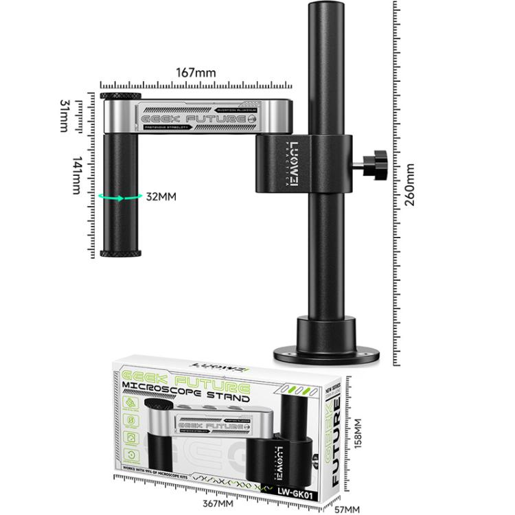 LUOWEI GK01 Short Arm 32mm Microscope Swing Arm Metal Universal Lifting and Stacking 360 Degree Single Arm Fixed Repair and Inspection Stand - free shipping - PMC Jewellery - Order now!