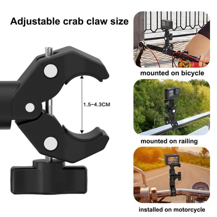 Camera Clip Motorcycle Bicycle Handlebar Crab Clamp For Sports Camera With Adapter