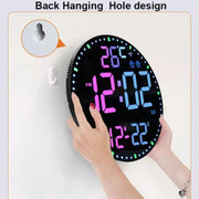 Wifi App Control LED Digital Wall Clock With RGB Light Multi-Functional Alarm Clock(Black Shell Black Surface)