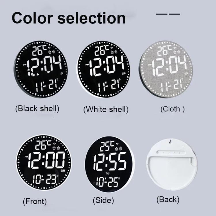 Wifi App Control LED Digital Wall Clock With RGB Light Multi-Functional Alarm Clock(White Shell Black Surface)