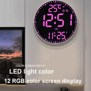 Wifi App Control LED Digital Wall Clock With RGB Light Multi-Functional Alarm Clock(White Shell Black Surface)