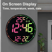 Wifi App Control LED Digital Wall Clock With RGB Light Multi-Functional Alarm Clock(Black Shell Colth Surface)