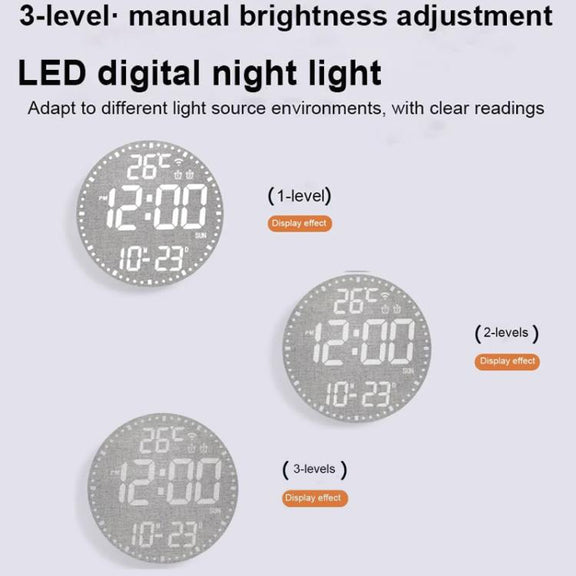 Wifi App Control LED Digital Wall Clock With RGB Light Multi-Functional Alarm Clock(Black Shell Black Surface)