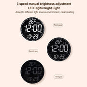 11.6-Inch RGB Wall Clock With Remote Control Multi-Functional Alarm Clock Black+Black