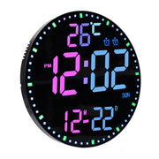 11.6-Inch RGB Wall Clock With Remote Control Multi-Functional Alarm Clock  Black+Cloth