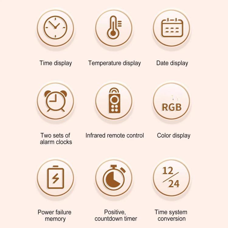 11.6-Inch RGB Wall Clock With Remote Control Multi-Functional Alarm Clock White+Black - Wall Clock by PMc TechLife | Online Shopping South Africa | PMc TechLife | Buy Now Pay Later Mobicred