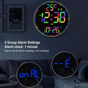 11.6-Inch RGB Wall Clock With Remote Control Multi-Functional Alarm Clock  Black+Cloth