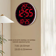11.6-Inch RGB Wall Clock With Remote Control Multi-Functional Alarm Clock  Black+Cloth