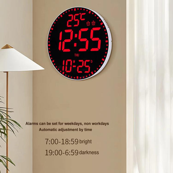 11.6-Inch RGB Wall Clock With Remote Control Multi-Functional Alarm Clock  Black+Cloth