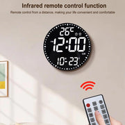 11.6-Inch RGB Wall Clock With Remote Control Multi-Functional Alarm Clock Black+Black