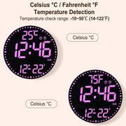 11.6-Inch RGB Wall Clock With Remote Control Multi-Functional Alarm Clock Black+Black